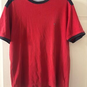 Tommy Hilfiger Men's Red and Black Short Sleeve Tee